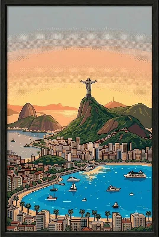 Pixel Art City Skyline Poster Studios