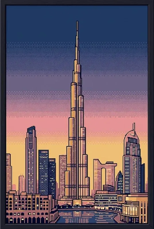 Pixel Art City Skyline Poster Studios