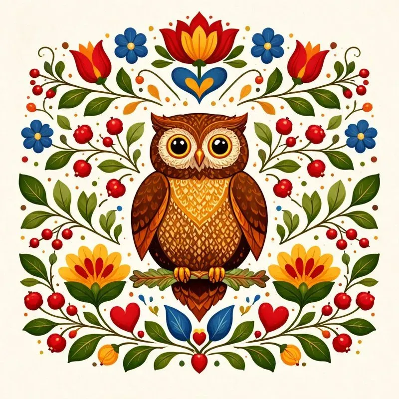 Folk Art Symmetrical Animal Illustrations