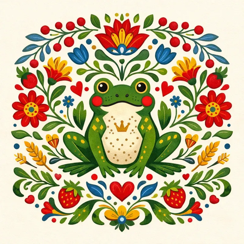 Folk Art Symmetrical Animal Illustrations