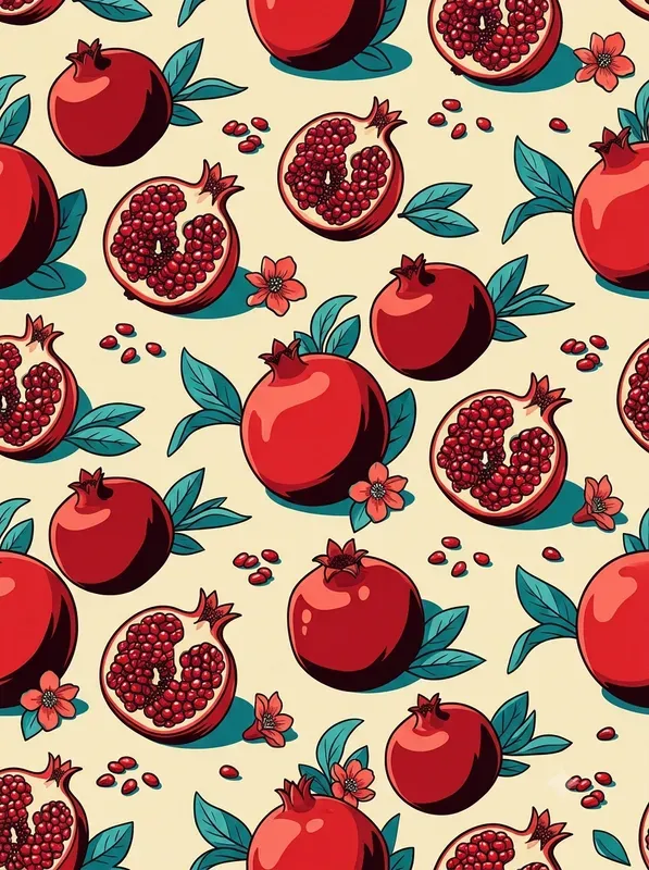 Retro Red Teal Seamless Patterns