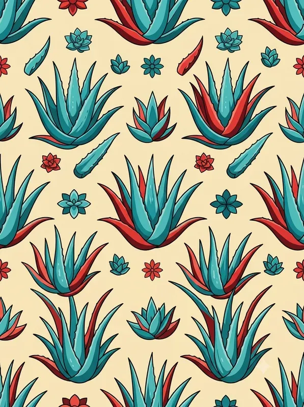 Retro Red Teal Seamless Patterns