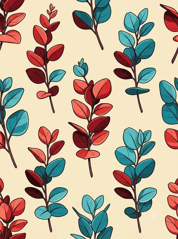 Retro Red Teal Seamless Patterns