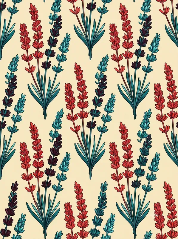 Retro Red Teal Seamless Patterns