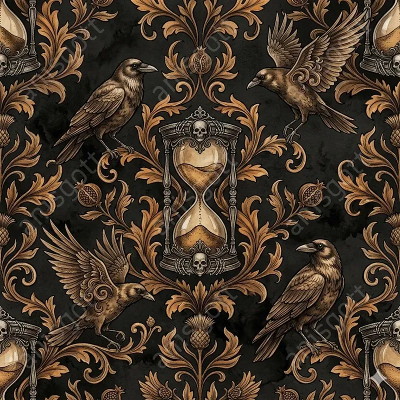 Victorian Gothic Ink Damask Patterns