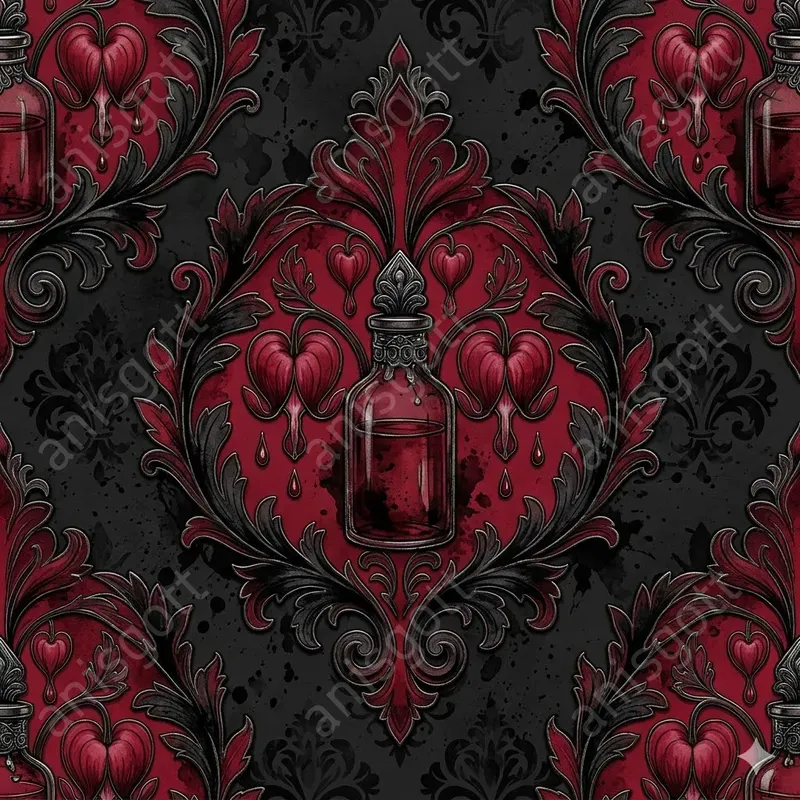 Victorian Gothic Ink Damask Patterns