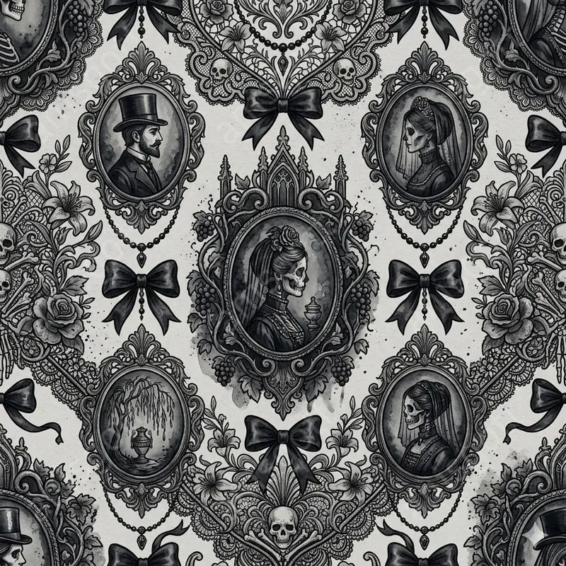 Victorian Gothic Ink Damask Patterns