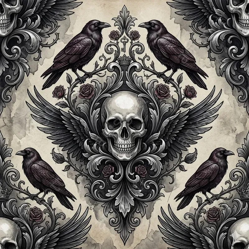 Victorian Gothic Ink Damask Patterns