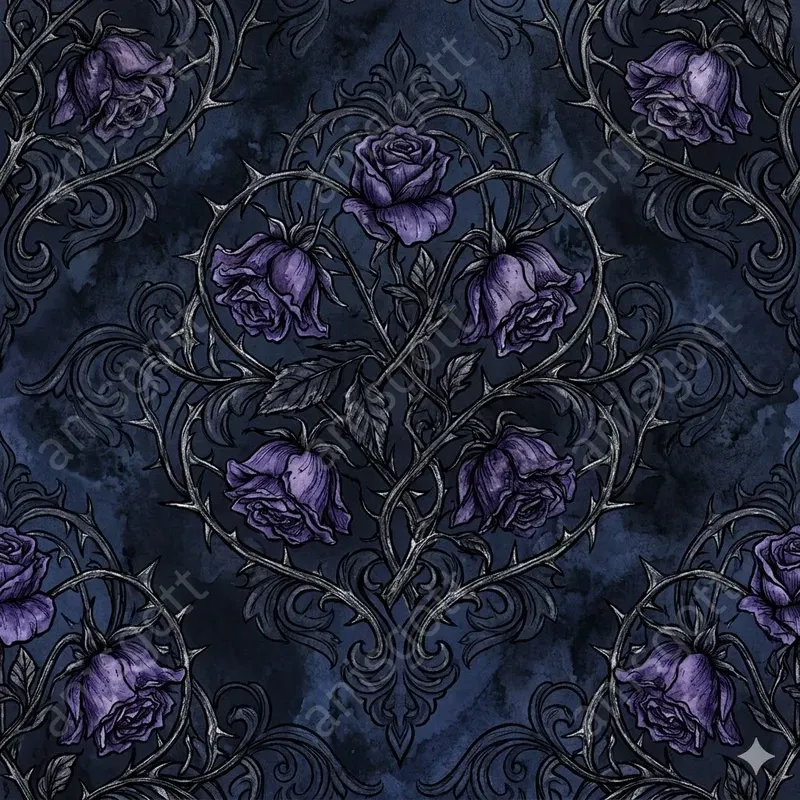 Victorian Gothic Ink Damask Patterns