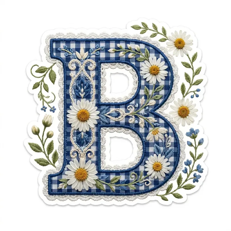 Gingham Floral Letter Sticker Pod Art