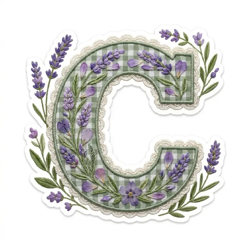 Gingham Floral Letter Sticker Pod Art