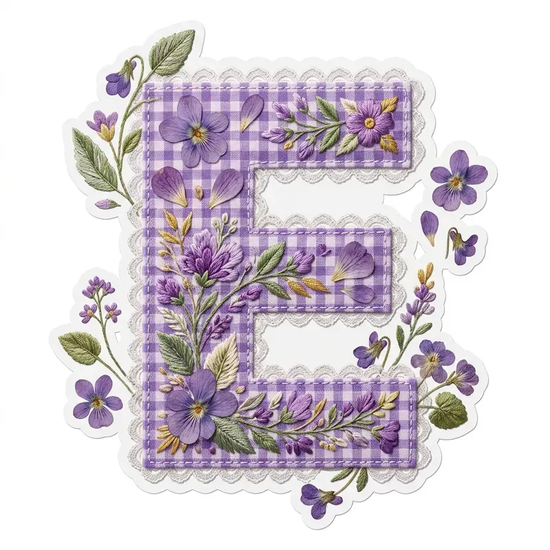Gingham Floral Letter Sticker Pod Art