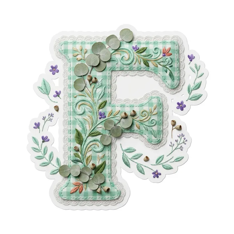 Gingham Floral Letter Sticker Pod Art