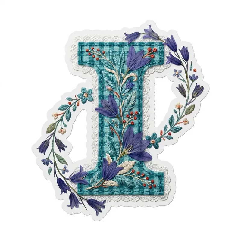 Gingham Floral Letter Sticker Pod Art