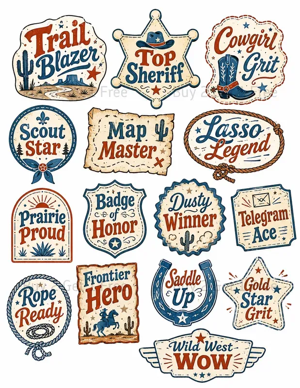 Cute Typography Badge Stickers