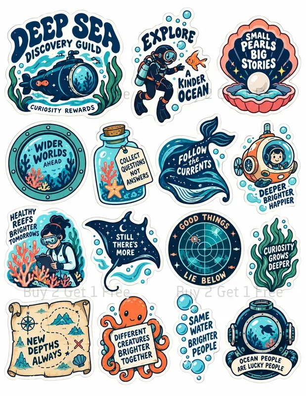 Cute Typography Badge Stickers