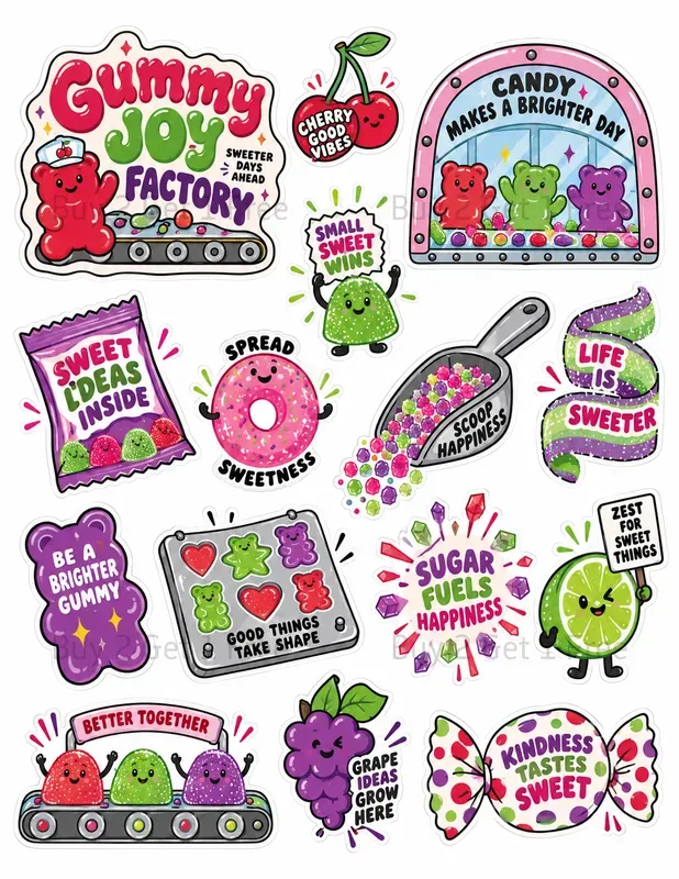 Cute Typography Badge Stickers