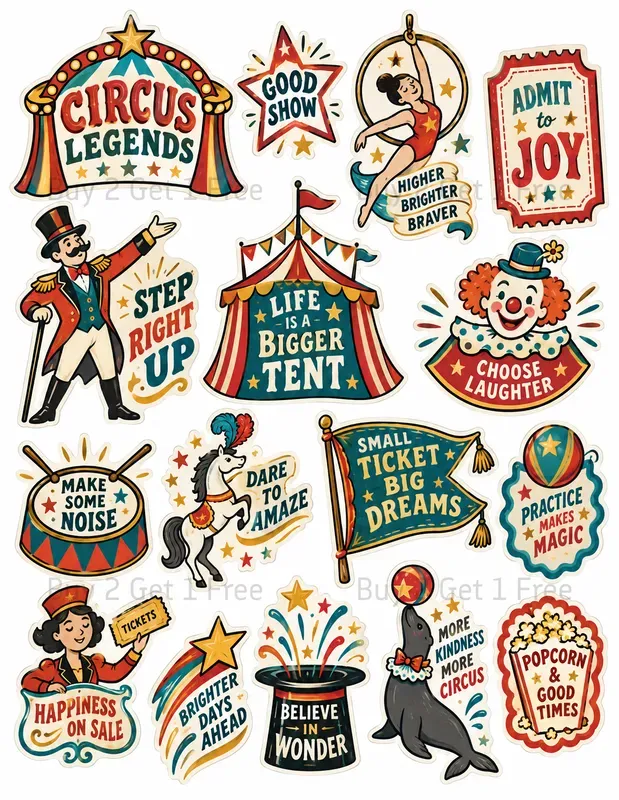 Cute Typography Badge Stickers