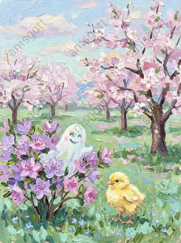 Easter Spring Ghost Impasto Landscapes