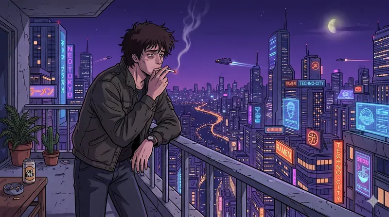 90s Lofi Anime Character Loop Stills