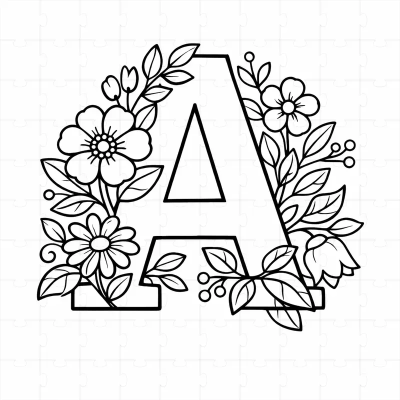 Floral Alphabet Letters Coloring Pages