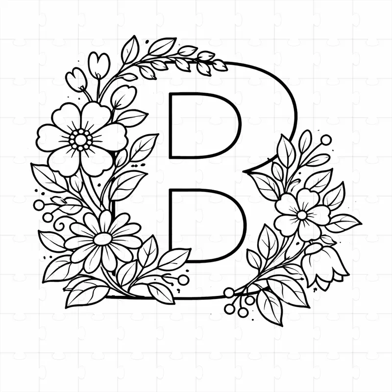 Floral Alphabet Letters Coloring Pages