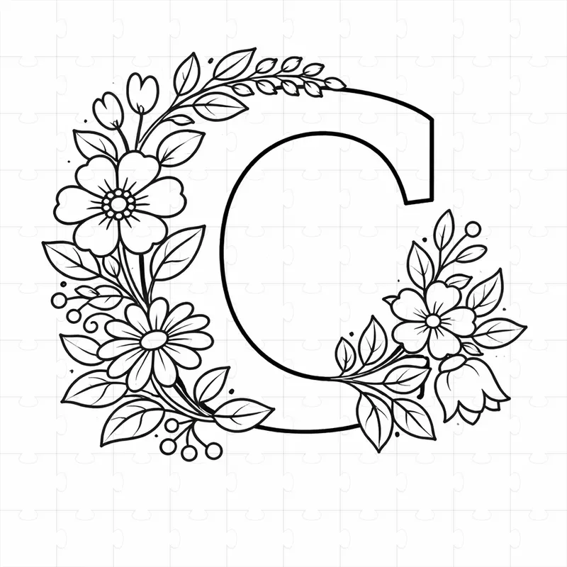 Floral Alphabet Letters Coloring Pages