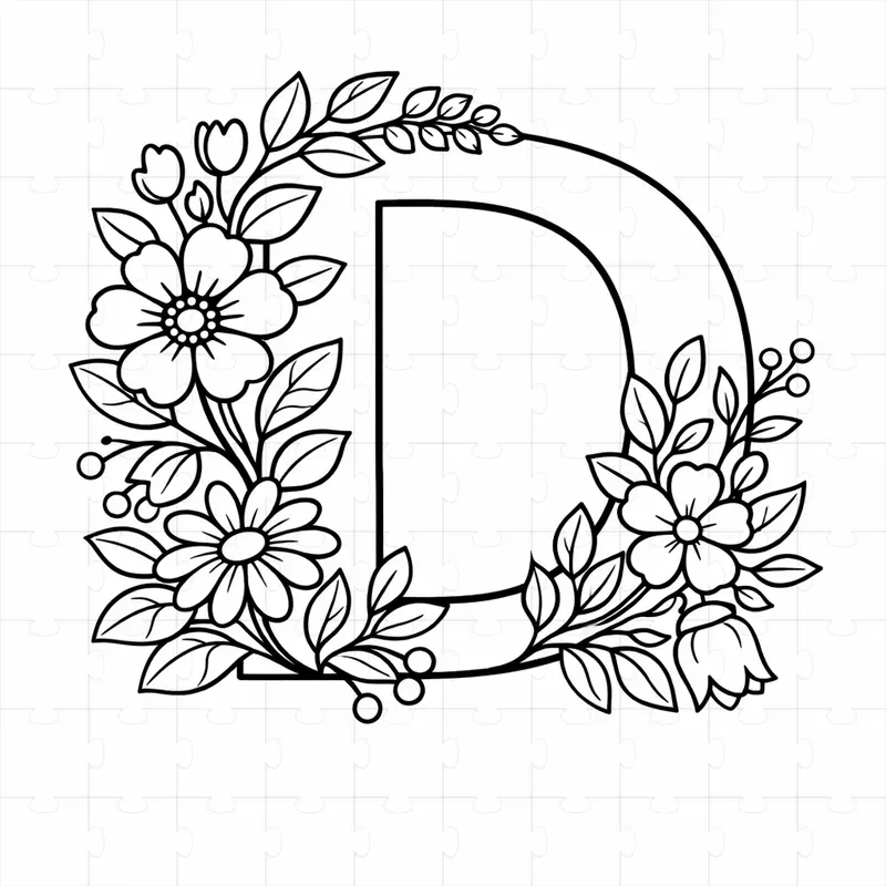 Floral Alphabet Letters Coloring Pages