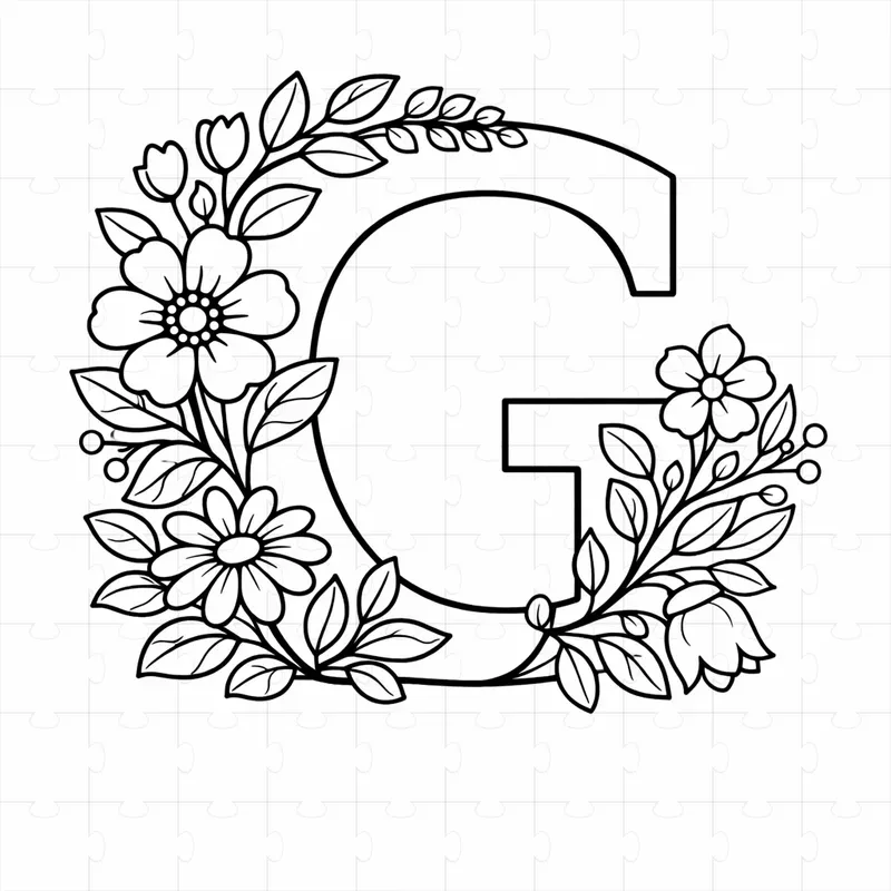 Floral Alphabet Letters Coloring Pages
