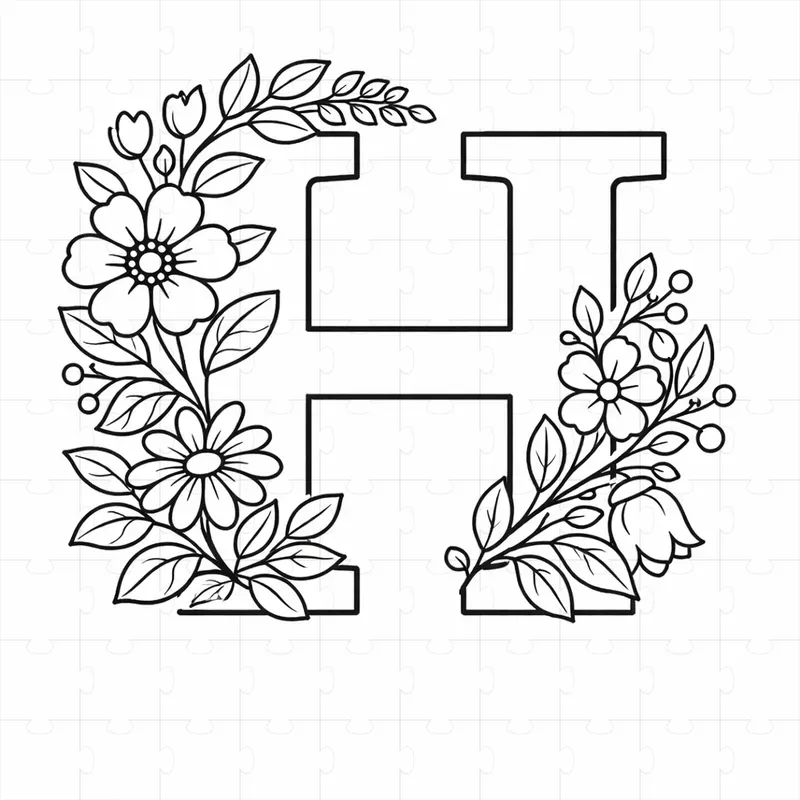 Floral Alphabet Letters Coloring Pages