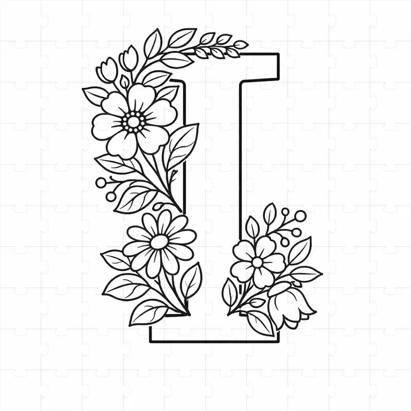 Floral Alphabet Letters Coloring Pages