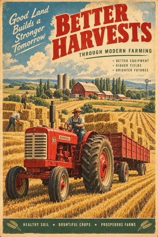 Retro Country Farm Scene Art