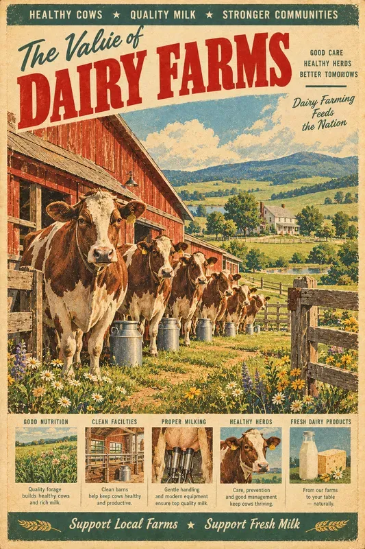 Retro Country Farm Scene Art
