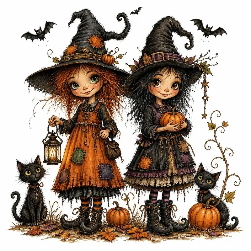 Whimsical Halloween Logo Clipart Sets