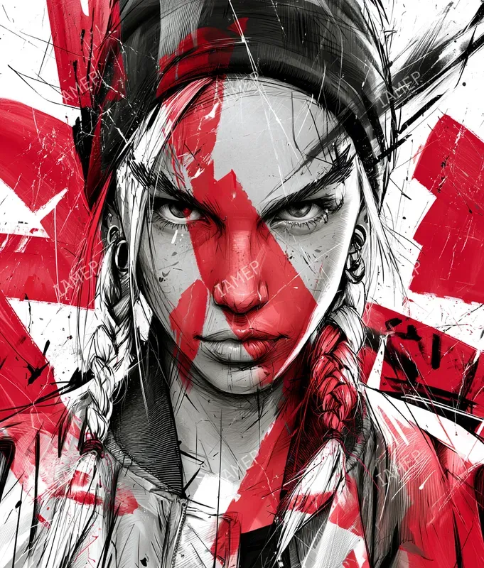 Explosive Red Ink Portraits