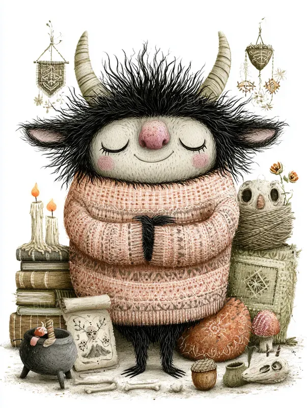 Dark Cute Folk Horror Illustrations