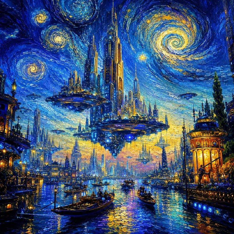 Van Gogh Dreams Over Londons Night Glows