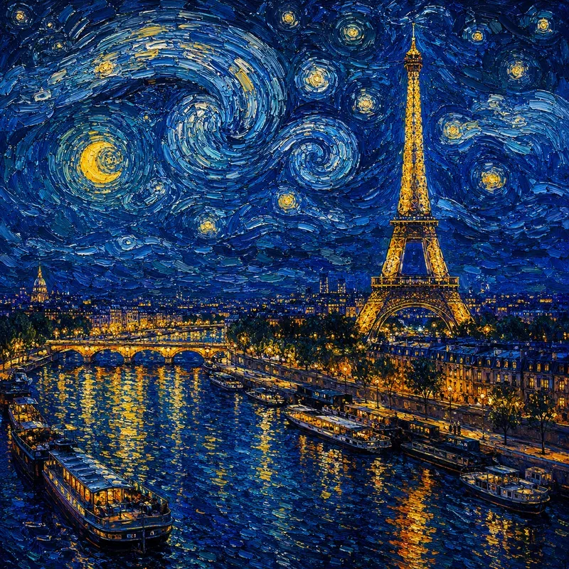Van Gogh Dreams Over Londons Night Glows
