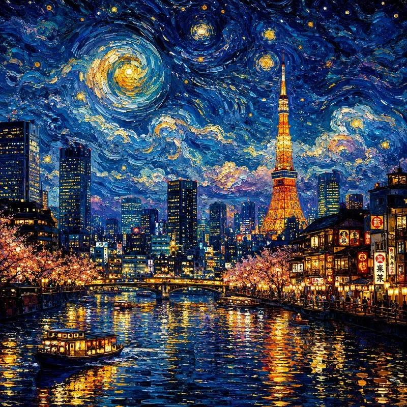 Van Gogh Dreams Over Londons Night Glows