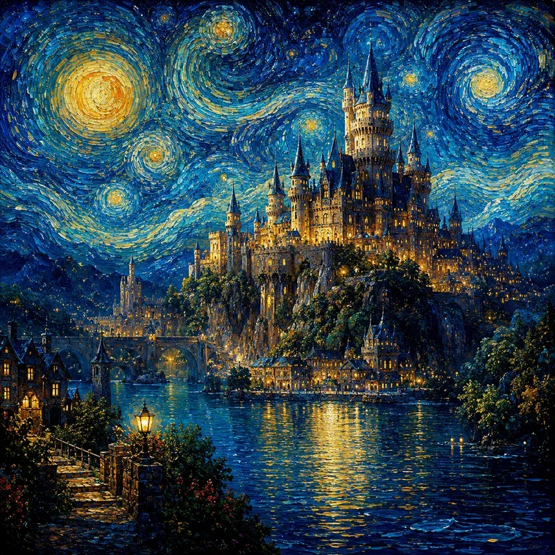 Van Gogh Dreams Over Londons Night Glows