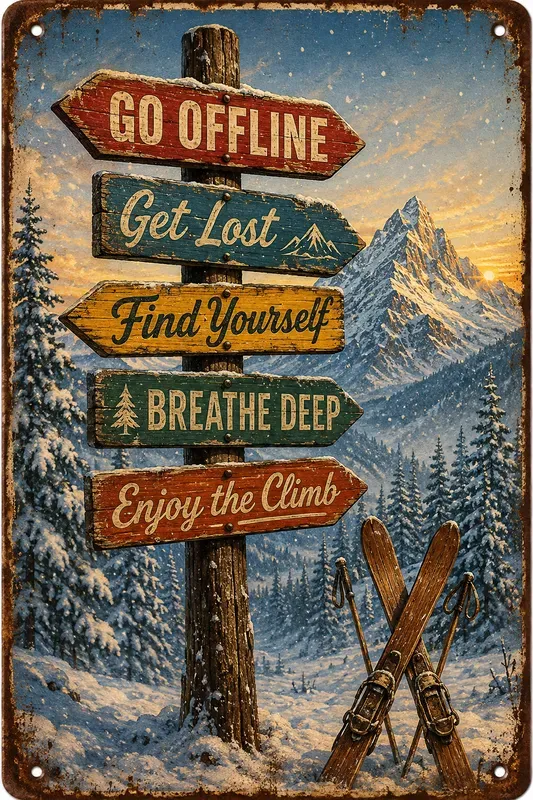 Vintage Rusted Directional Tin Signs