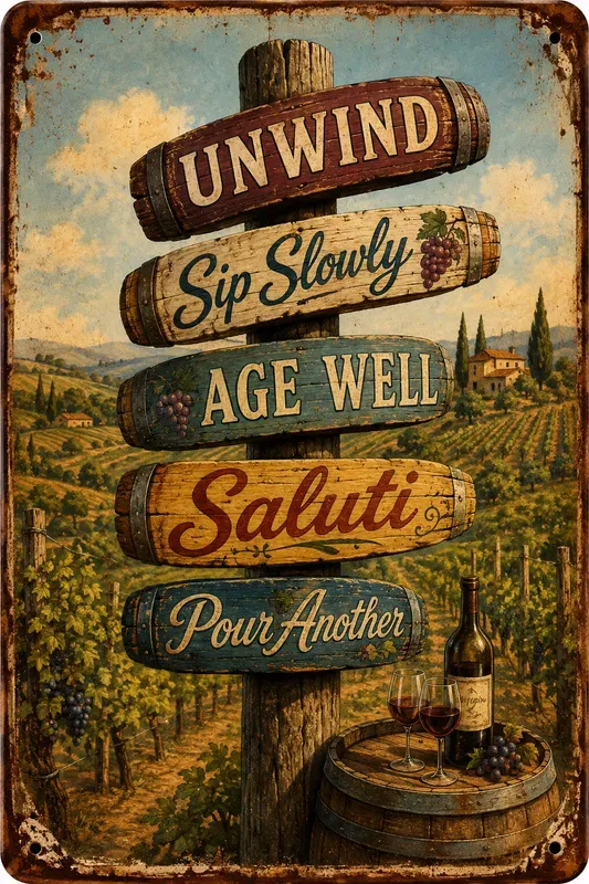 Vintage Rusted Directional Tin Signs