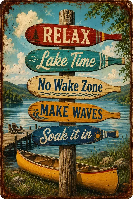 Vintage Rusted Directional Tin Signs