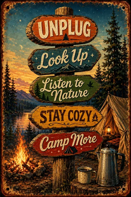 Vintage Rusted Directional Tin Signs