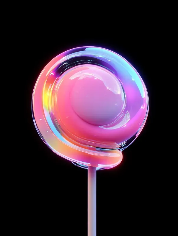 Iridescent Neon Vaporwave 3D Art