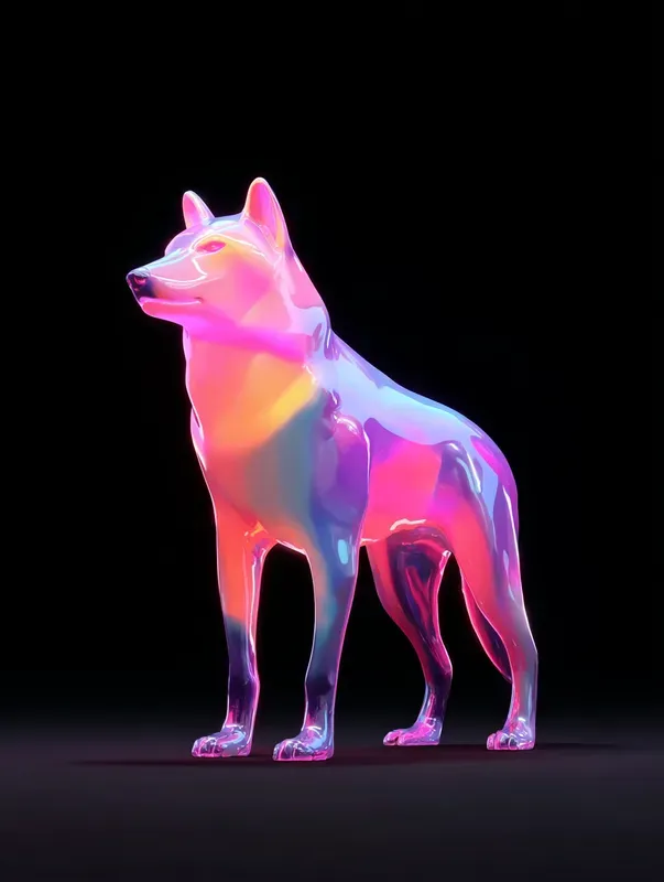 Iridescent Neon Vaporwave 3D Art