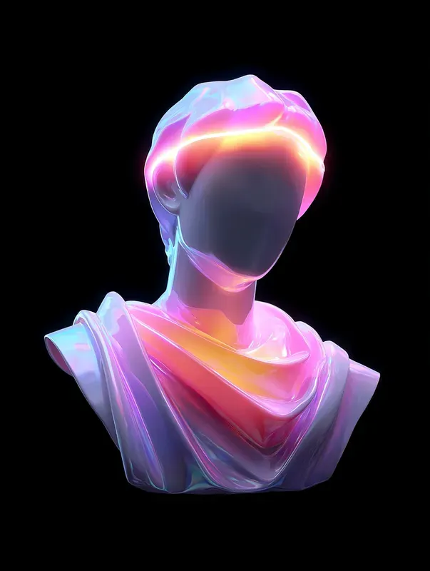 Iridescent Neon Vaporwave 3D Art