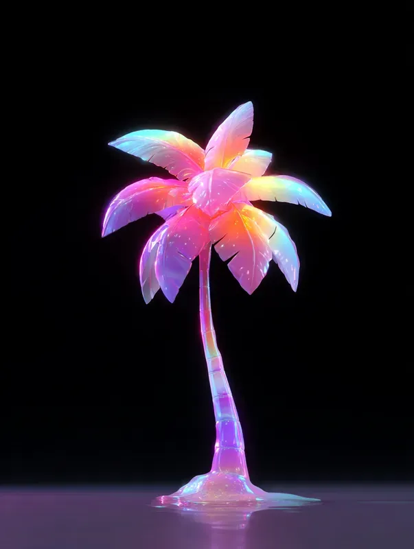 Iridescent Neon Vaporwave 3D Art