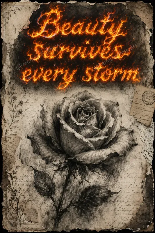Realistic Fire Calligraphy Junk Journals