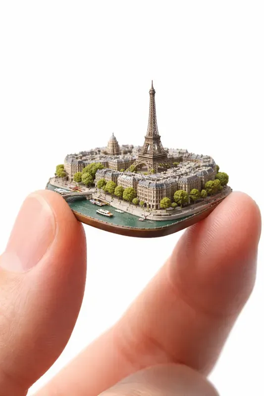 Miniature Cityscapes Held By Fingers